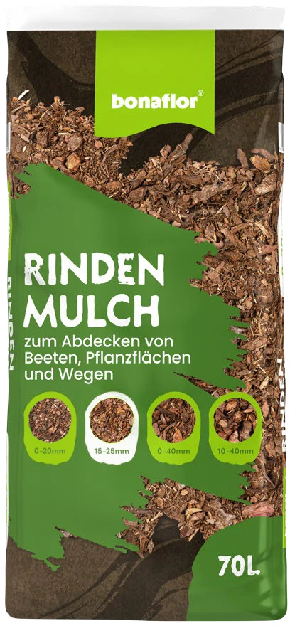 Bonaflor-Rindenmulch 15 - 25 mm im neuen Verpackungsdesign